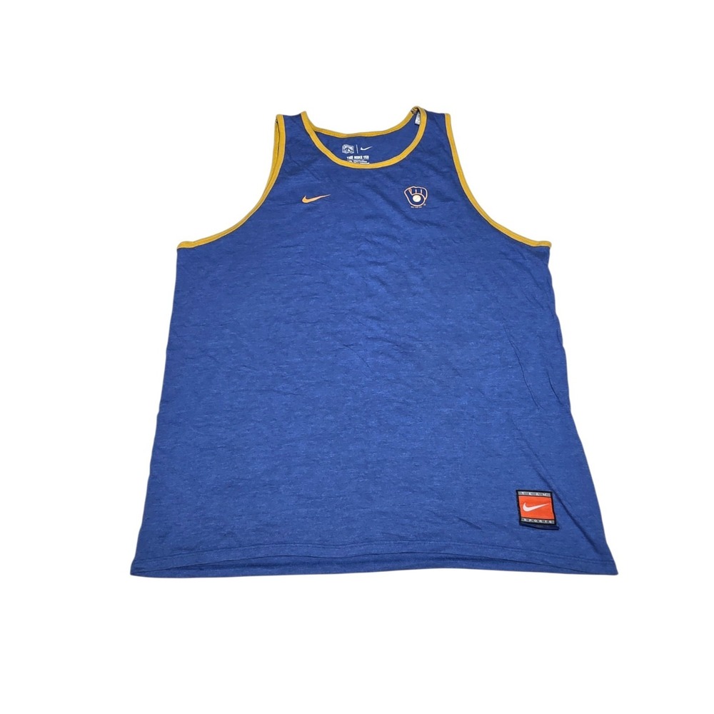 Nike Milwaukee Brewers Tank Top Mens XXL Blue MLB Nike Team Sports A1